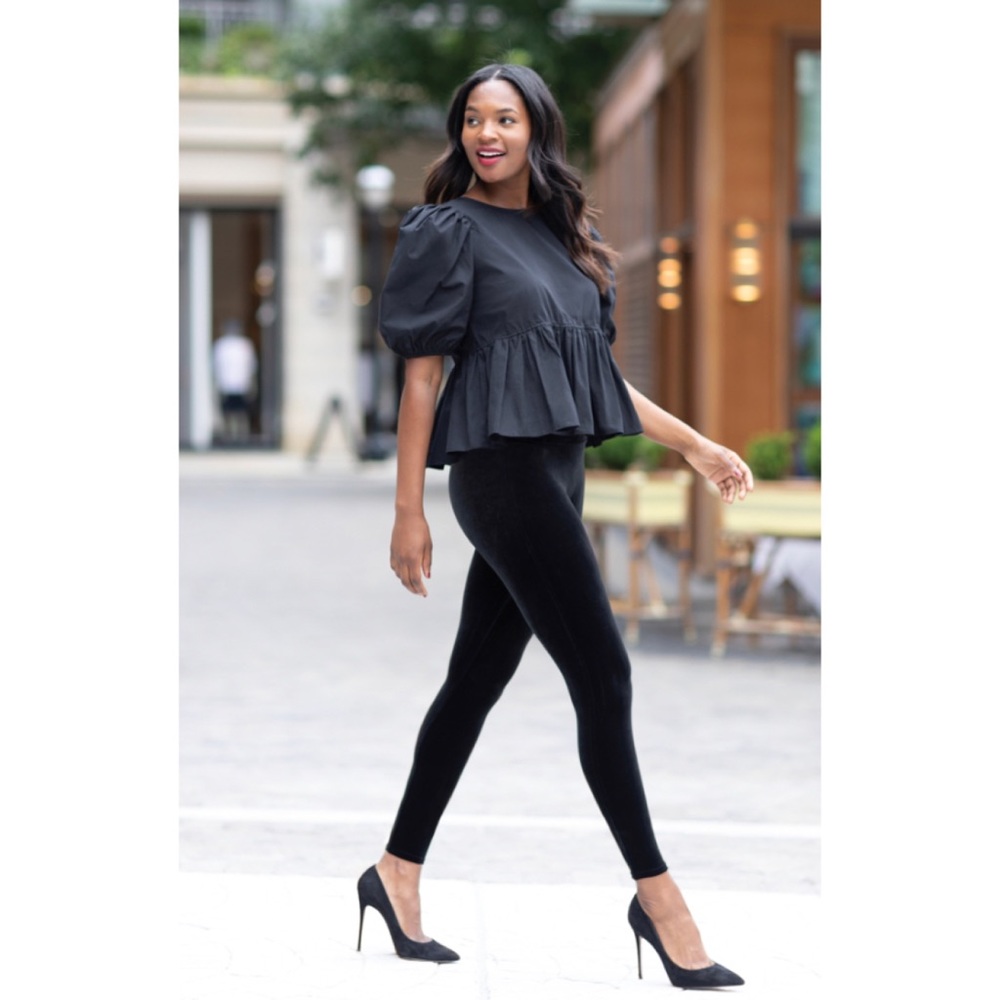 SPANX Velour Velvet High Waist Slimming Black Legging Size 2X New Without Tag